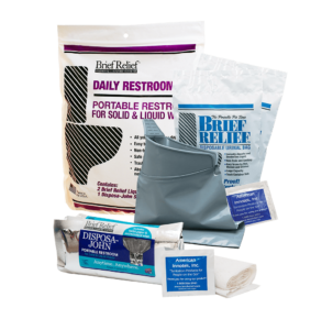br901bagopen-1000 BR901 Daily Restroom Kit with BR608 Pee Bag, Disposa-John Solid and Liquid Waste Bag with toilet paper and antimicrobial wipes