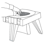 BR Commode Step 5 Illustration of placing Disposa-John in the Briefcase Commode for use